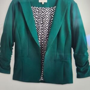 Skies Are Blue Emerald Open-Front Blazer